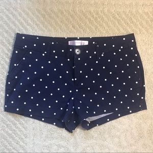 White Polkadot Navy Blue No Boundaries Shorts